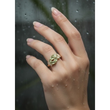 Inel Elia -argint placat cu aur -RGR07243 peridot - Img 3