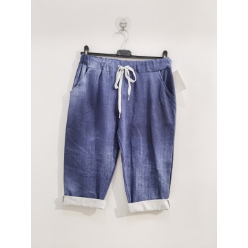 RG-BER2 Bermude damă EU 40–42 (M–L) din bumbac elastic – Efect Denim | Talie elastică | Fabricate în Italia - Img 2