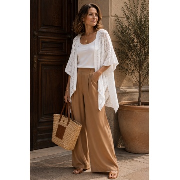 RG22304 – Vestă Cardigan Croșetată din Bumbac 100% – Alb | Made in Italy - Img 4