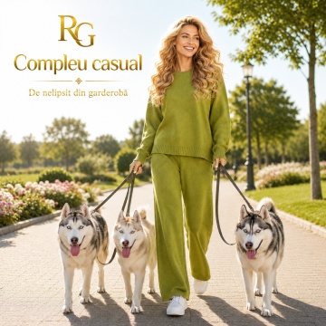 RG2442O Olive Set M–2XL tricotat premium – Pulover oversized & pantaloni largi