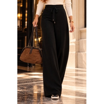 RG3744N– Pantaloni Tricotați Palazzo – NEGRU