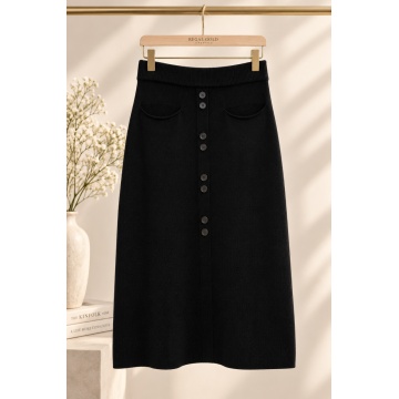 RG5390N–Fustă Midi Tricotată neagra – Soft Elegance - Img 2