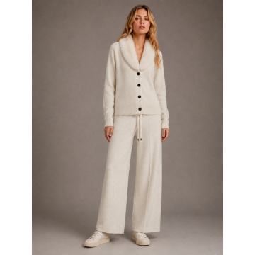 RG5397-5 - Cardigan Quiet Luxury cu Guler Detașabil din Blană – Ivory - Img 4