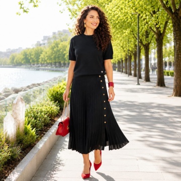 RG7120N Bluza neagra tricotată fin cu umeri structurați – Eleganță modernă - Img 2
