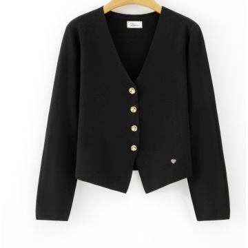 RG7141N–Cardigan Negru cu nasturi aurii – Vâscoză, croi cambrat 36–40 (XS-M) - Img 2