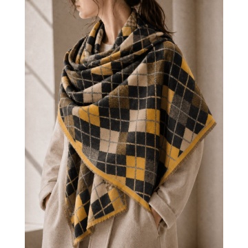 RGEC0850022-1Y Eșarfă Reversibilă Argyle Mustard – Vâscoză & Bumbac, 69 × 190 cm