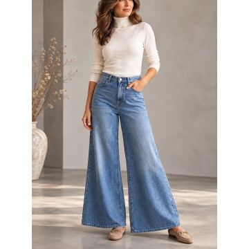 RGF0127 Jeans Palazzo Forever – Blugi damă cu talie înaltă și croi larg