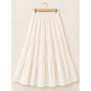 RGL2607 Fustă Maxi Boho Ivoire Natural Linen Touch – Vâscoză & In - Img 3