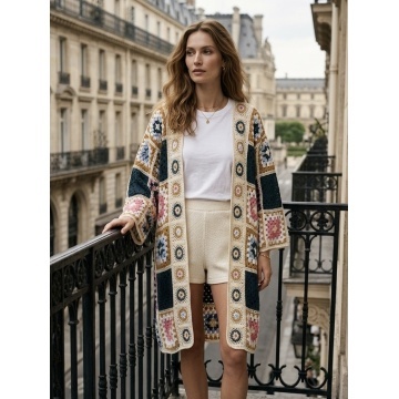RGLS01 R Cardigan Lung Boho Croșetat 100% Acrilic (M–4XL) - Img 3