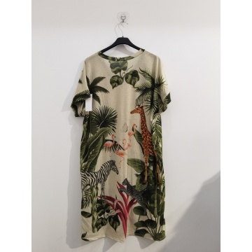 Rochie midi Safari Jungle cu lurex – Casual Chic Resort Wear | Fabricată în Italia – Mărime unică EU 46–52 (XL–3XL) - Img 2