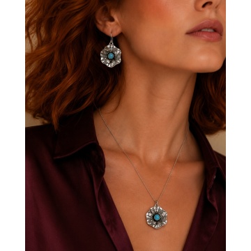 Set argint „Blue Opal Elegance” -E5879-N5879 - Img 3
