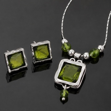 Set Argint 925 cu Peridot Natural „Green Mosaic”–N3897-E2740 - Img 4