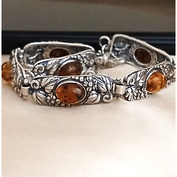 Brățară Argint 925 cu Chihlimbar Cognac „Amber Grace” B1398 - Img 9