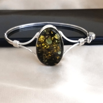 Bratara argint -chihlimbar verde - B1634 - Img 2