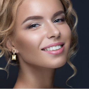 Cercei Celine -argint placat cu aur RGE010481-lemon topaz - Img 7