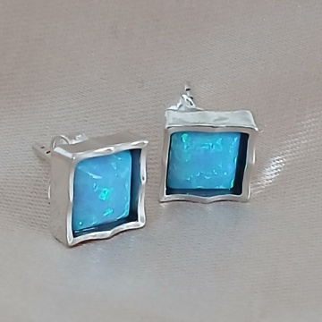 Cercei din argint cu surub E2740C OPAL