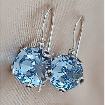 Cercei din argint cu topaz albastru fațetat – montură artistică E10979 - Img 6
