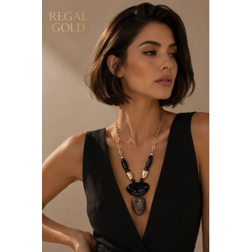 Colier „Noir Elegance” Auriu & Negru CL-2700190