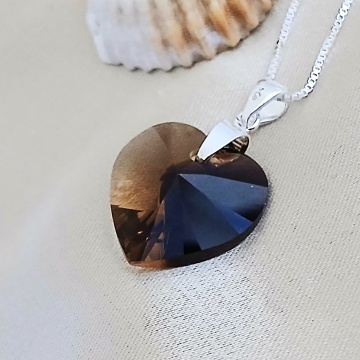 Colier argintr cristal topaz smokey N1028 - Img 2