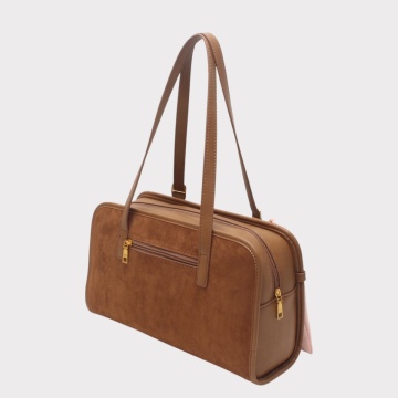 Geantă de Umăr Bestini Suede Chic – Cognac, cu Cataramă RG25657A - Img 3