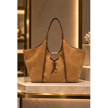 Geantă Shopper Suede Elegance – Efect Piele Întoarsă, Detalii Aurii RG26845B