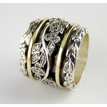 Inel argint 925 și aur 14K – Althéa | Design floral cu zirconii elegante - Img 3