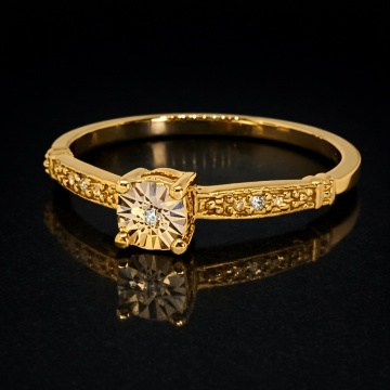 Inel argint placat cu aur -RGR027185 Diamant