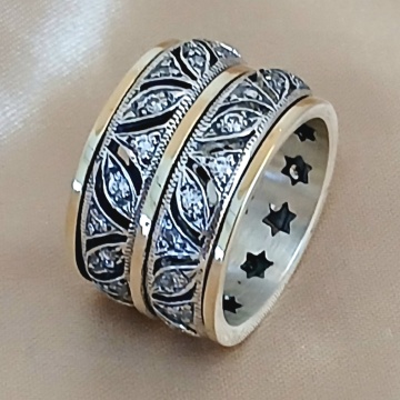 Inel Éloria din argint și aur 14K, decorat cu zirconii – model floral de lux - Img 2