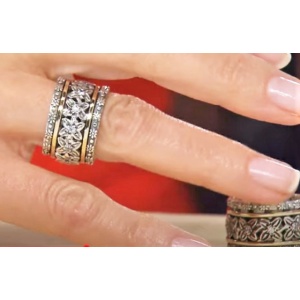 Inel Lyra din argint 925 și aur 14K – model floral sculptat, cu zirconii - Img 4
