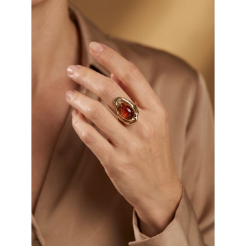 Inel reglabil „Amber Flame” – placat auriu RG424RX283 - Img 2