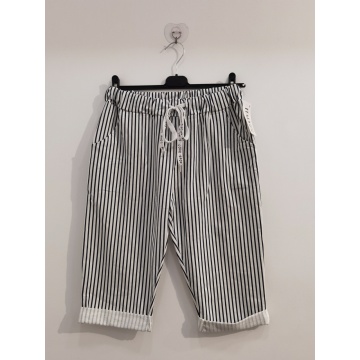 RG-BER1 Bermude damă EU 40–42 (M–L) din bumbac elastic cu dungi – Talie elastică | Fabricate în Italia - Img 2