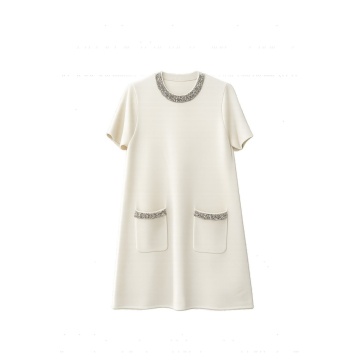 RG5286-1–Rochie Tricotată Ivory cu Detalii Strălucitoare - Img 2