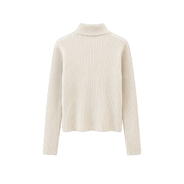 RG5381–Cardigan Tricotat Ribbed Ivory cu Fermoar – Modern Chic - Img 2