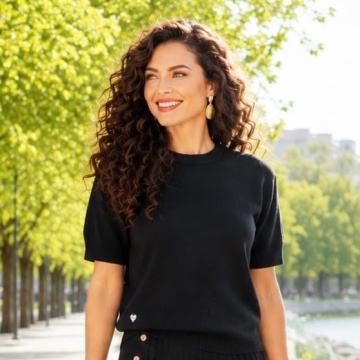 RG7120N Bluza neagra tricotată fin cu umeri structurați – Eleganță modernă - Img 5