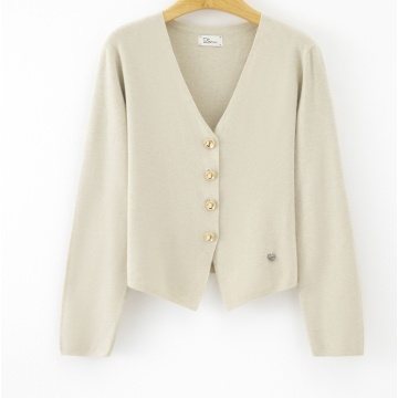 RG7141C–Cardigan Crem cu nasturi aurii – Vâscoză, croi cambrat 36–40 (XS-M) - Img 2