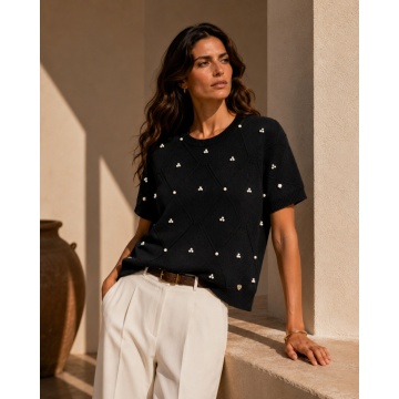 RG7193 Bluză neagra Diamond cu perle