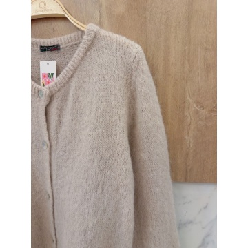 RG8276–Cardigan Nuvola din Kid Mohair & Lână – Made in Italy – Beige - Img 3