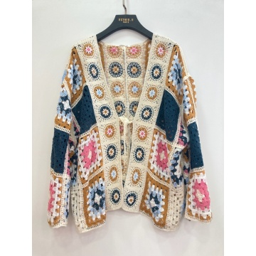 RGLS01-1 R Cardigan Boho Croșetat Multicolor 100% Acrilic (M–4XL) - Img 2