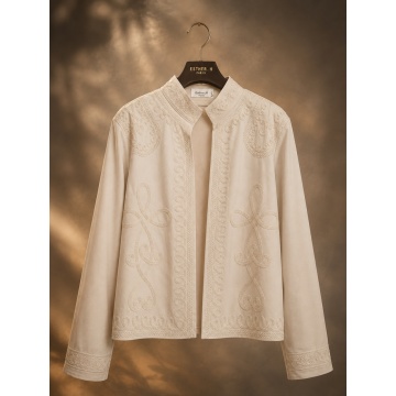 RGYZ101 C–Jachetă Crem cu Broderie – Military Chic - Img 4