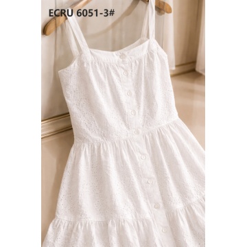 Rochie lungă din bumbac 100% tip Sangallo, croială lejeră – RG6051-3 ALB