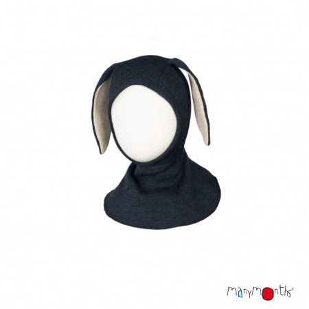 Cagula ManyMonths Bunny Ears lână merinos - Foggy Black