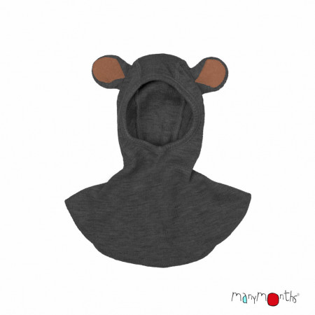 Cagulă ManyMonths Teddy lână merinos - Foggy Black