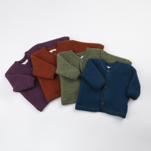 Cardigan lână merinos fleece, Joha - Plum