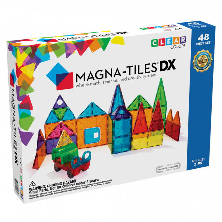 Magna-Tiles Clear Colors set magnetic (48 piese cu masinuta)