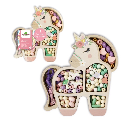 Mărgele colorate din lemn, mini-Unicorn, Sycomore - Img 2