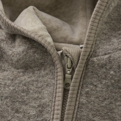 Overall dublat lână fiartă Huttelihut - Camel Melange detaliu fermoar