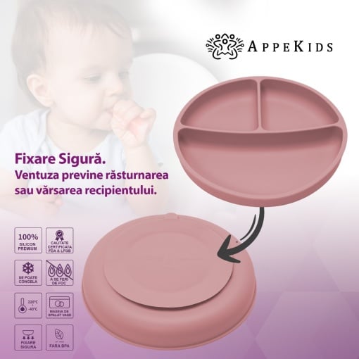 Set Diversificare, AppeKids, 100% Silicon, Basic - Old Rose - Img 4