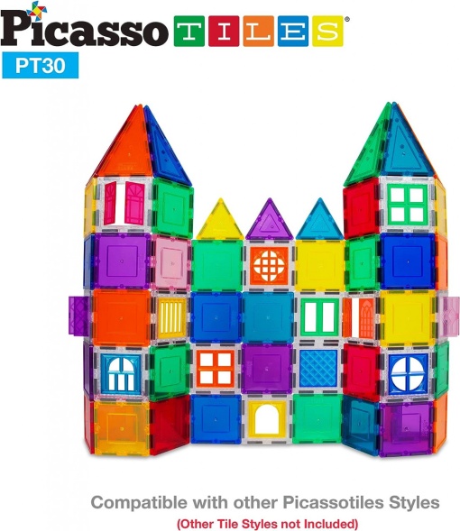 Set magnetic PicassoTiles 30 De Piese De Construcție (Magnetice Și Accesorii Clip-On) Uși Și Ferestre