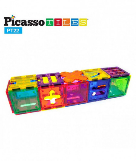 Set PicassoTiles Numerical - 22 piese magnetice de construcție colorate