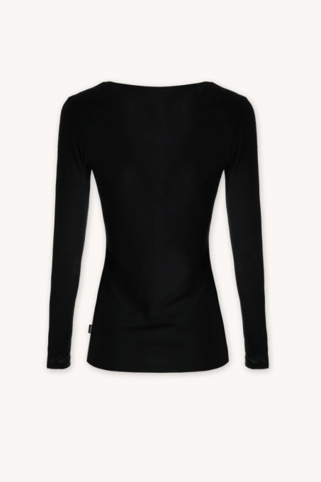 Bluză de corp femei lână merinos extrafină Paterns - Black